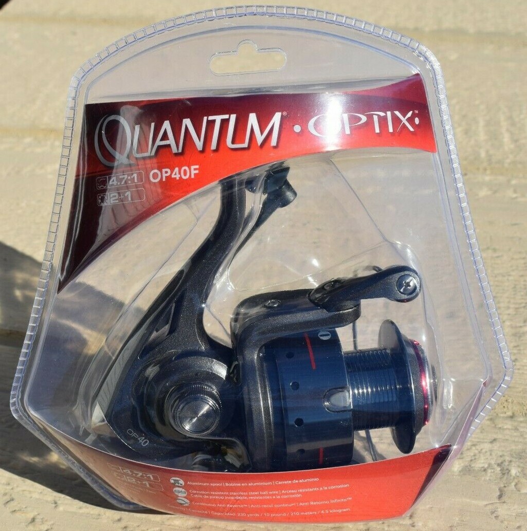 NEW QUANTUM OPTIX OP40F 4.7:1 3 BEARING SPINNING REEL CLAM PACK
