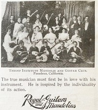 1900 THROOP INSTITUTE Club Foto REGAL Guitarras & Mandolins Wulschner Music Co. Anuncio