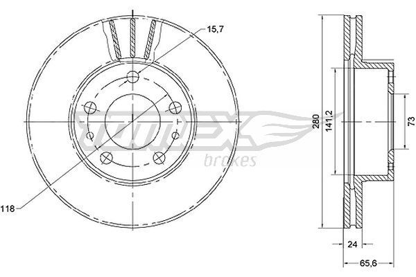 2X Tomex Brakes TX 70-19 Bremsscheibe FüR CitroËN Passend FüR Fiat-image