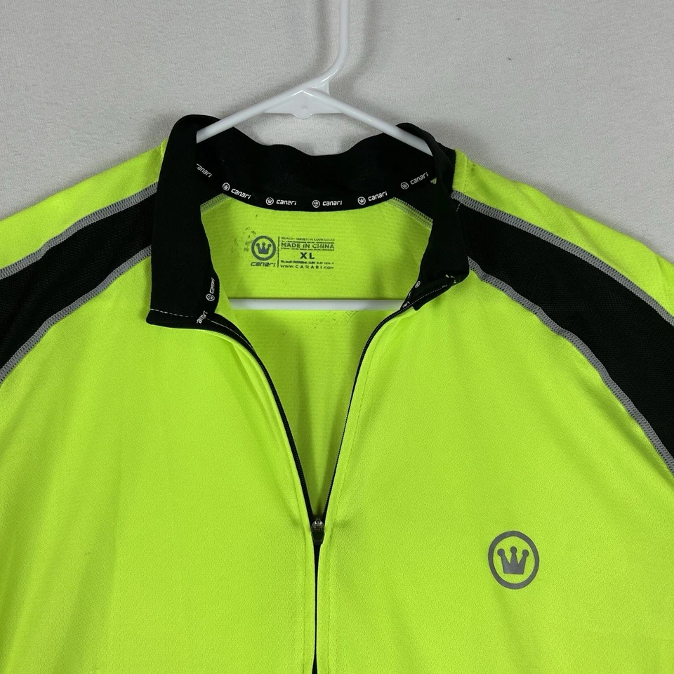 Camisa de Ciclismo Canari Para Hombres XL Cremallera Completa Neón Cortavientos Bolsillos Reflectantes Bicicleta Foto 2 de 4
