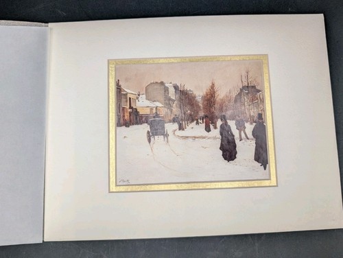 Vintage Norbert Goeneutte Boulevard de Clichy Under Snow Double Matted Art Print