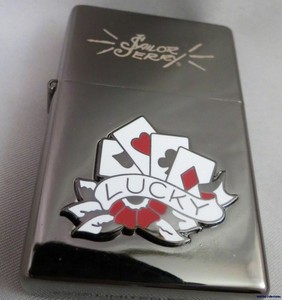 SAILOR JERRY RUM LIGHTER sailer tatoo designs poker cards ru  tattoo  LUCKY club