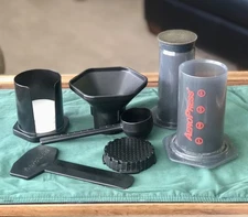 AeroPress Coffee Press/ Expresso Maker 1-4 Cups with Accessories Shown - EUC