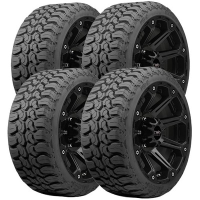 (QTY 4) 35x12.50R20LT Delinte DX9 Bandit M/T 121Q LRE Black Wall Tires