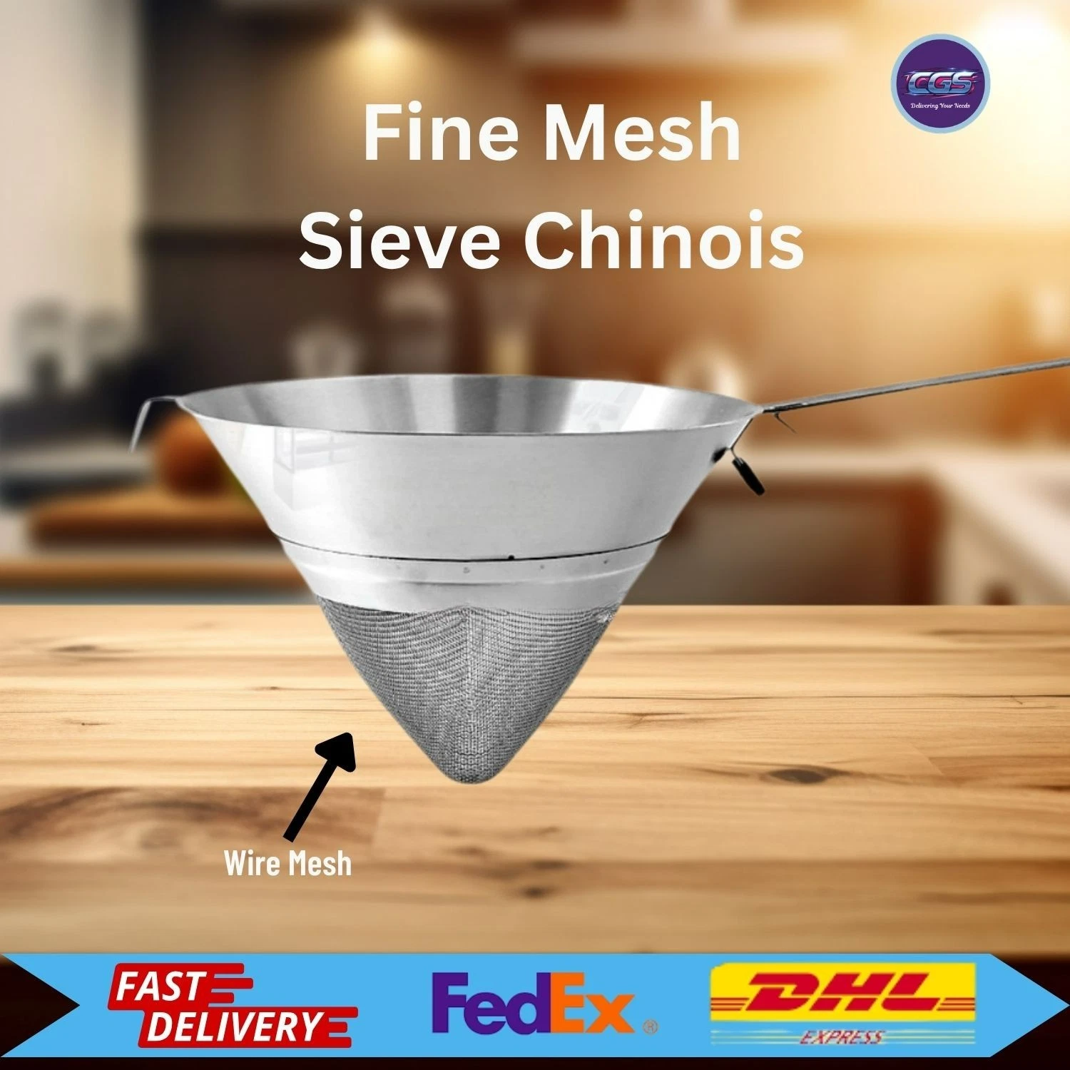 Professional Grade Stainless Steel Chinois Fine Mesh Sieve (18cm) Soup Strainer