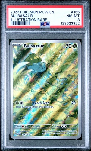 2023 POKEMON MEW EN-151 ILLUSTRATION RARE #166 BULBASAUR PSA 8