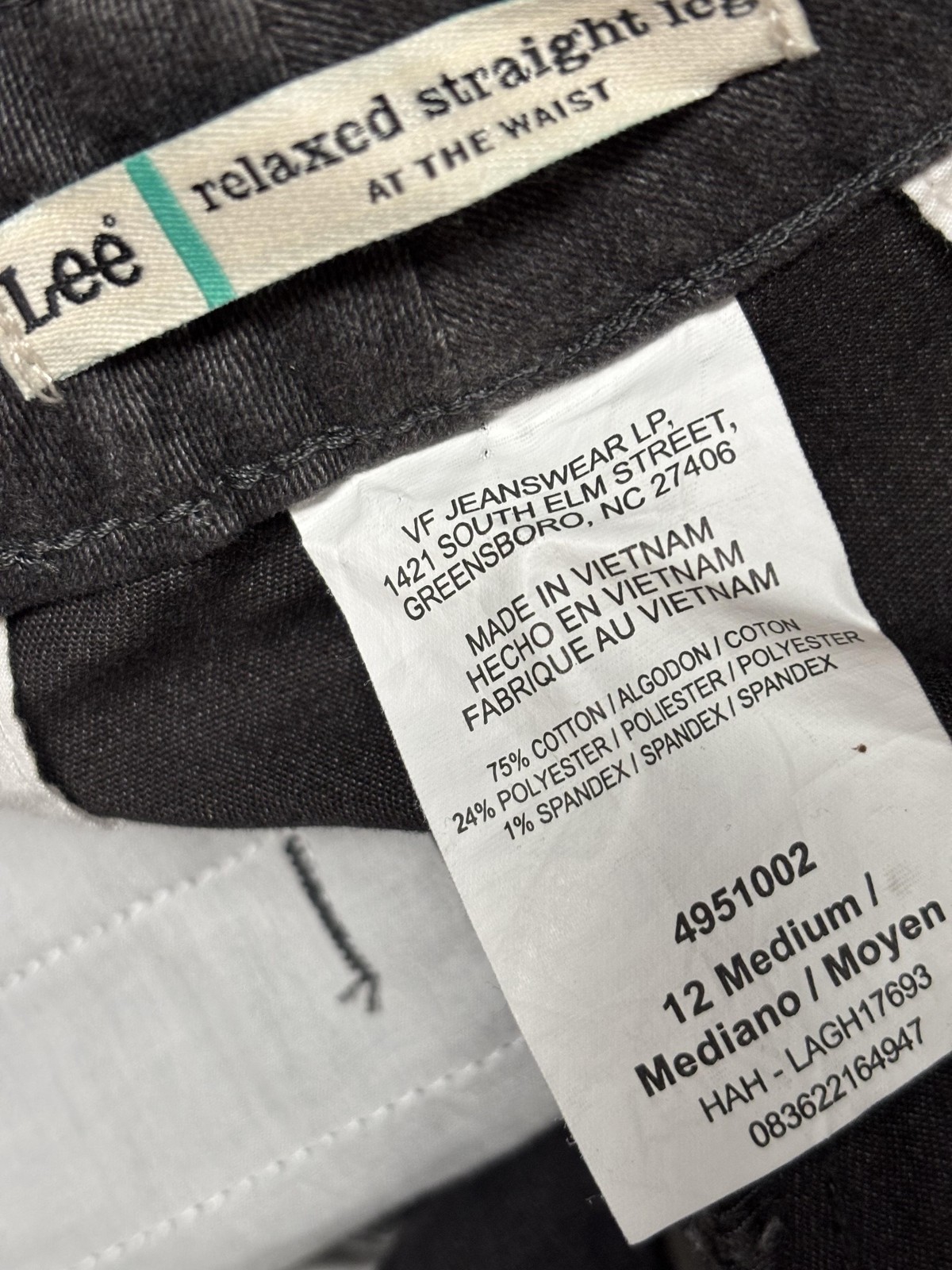 Lee Plain Front Pants Womens 12 Medium Gray Relaxed Straight Leg Stretch Denim thumbnail 16