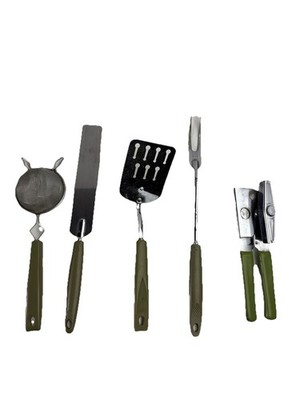 Vintage Ekco Avocado Green Kitchen Utensil Set Spatula Can Opener 5pc Lot