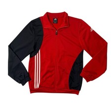 Adidas Jacket Mens Small Black Red SERE11 Training Full Zip Track Soccer Warm Up