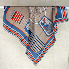 14 Momme Twill Silk Scarf iron ring Print Square 2 face Shawl 35'' Bandanna Wrap