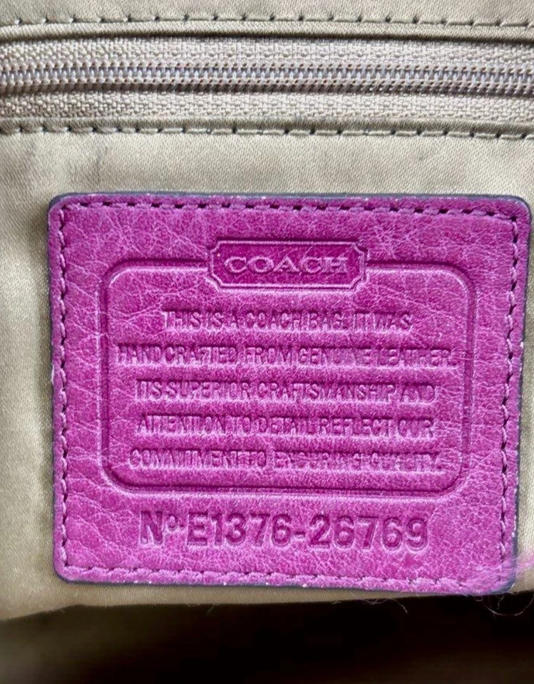 Coach Pebbled Leather Tote Shoulder Bag Magenta Pink Gold Hardware w/ COA - Image 3 of 4