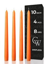 Orange Taper Candles 4 PCS 10 Inch Unscented Dripless Halloween Dinner