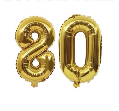 80. Geburtstag 40'' Riesen Folien Zahlen Luftballons - Zwei Luftballons, 8'' und 0'' Neu