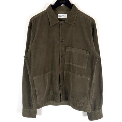 #ad #ad Universal Works Jacket Mens L Green Uniform Shirt Fine Corduroy Chore Shacket GBP 61.99