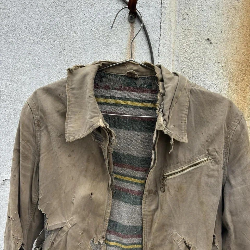 Chaqueta de trabajo Hércules Thrashed forrada con manta años 40 verdadera vintage se adapta a la talla S Foto 3 de 4