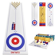 4-in-1 Tabletop Curling, Shuffleboard, Bowling Cornhole Game - 47" 120x30cm...