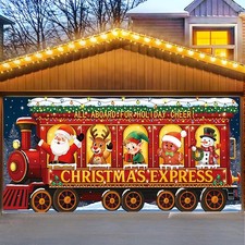 Christmas Garage Door Cover, 7x16ft Xmas Garage Door Banner, Large Christmas ...