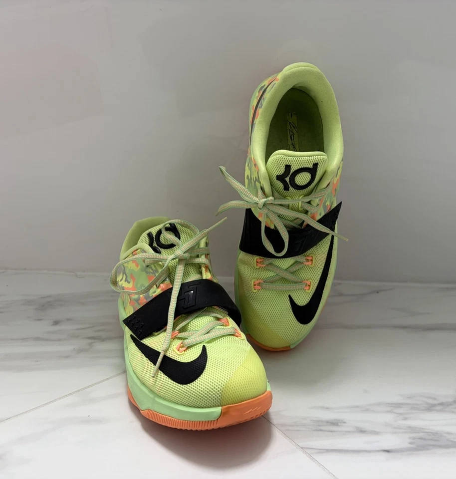 Nike KD 7 Basketball Shoes, Youth Sz 6Y, Neon Green/Orange, EUC, 669942-304 - Image 4 of 4