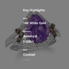Le Vian 14K White Gold Cocktail Ring for Women 3.20 cts Amethyst Diamond Size 5 — photo 2