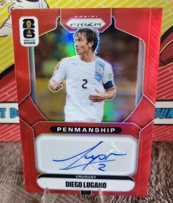 2026 Panini Prizm World Cup Diego Lugano Red Auto Penmanship /49 Uruguay 
