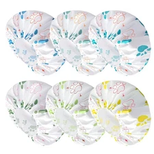 6 PCS Shower Caps for Women, Double Side Waterproof Cap, Reusable Paw 
