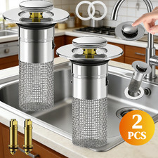 2-Pack Sink Stopper Hair Catcher Bathroom Pop Up Sink Drain Strainer Filter Plug