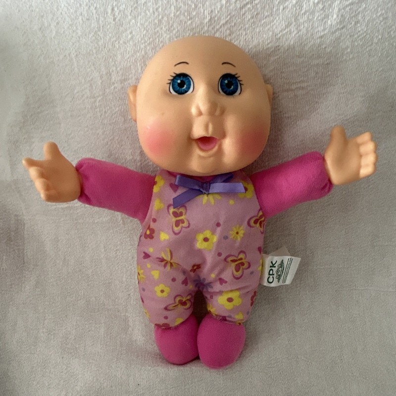 2015 Cabbage Patch Kids Small Girl Doll CPK Floral Blue Eyes Bald 9.5" Toy