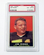 1961 Topps Football Jim Ringo #44 Green Bay Packers PSA 8