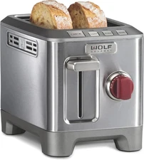 Wolf Gourmet 2-Slice Extra-Wide Slot Toaster Red Knob (WGTR152S)