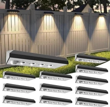 NIORSUN Solar Fence Lights - 12 Pack 3000K Warm White