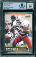 1996-97 Score Board All Sport PPF #139 Ray Lewis RC Hurricanes BGS Autograph 10