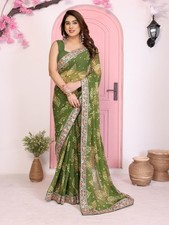 NEW SAREE BLOUSE NEW SARI INDIAN WEDDING DESIGNER BOLLYWOOD PAKISTANI PARTY WEAR