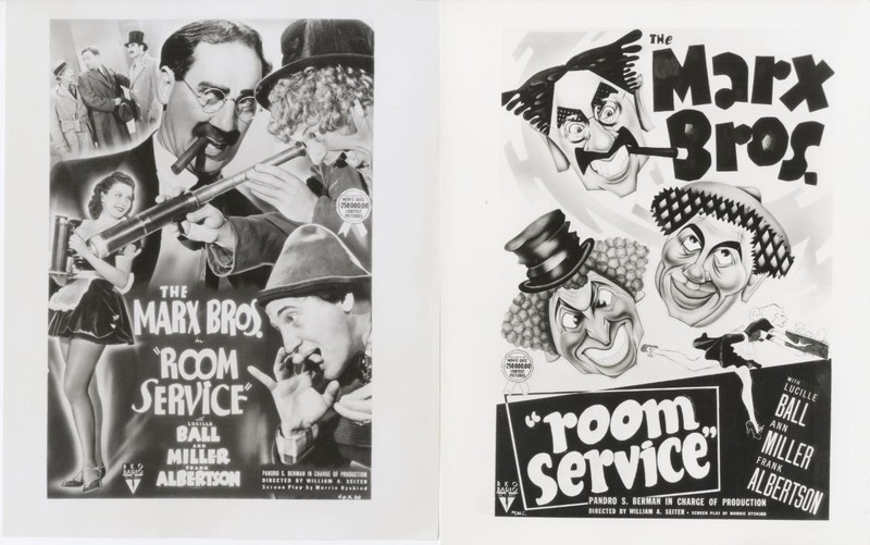 "MARX BROS." -RE-STRIKE PHOTOS (4)CA 70'S-ROOM SERVICE +2-GROUCHO