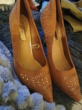 Ladies Brown High Heel Shoes, Nice Pattern, Size Uk 5