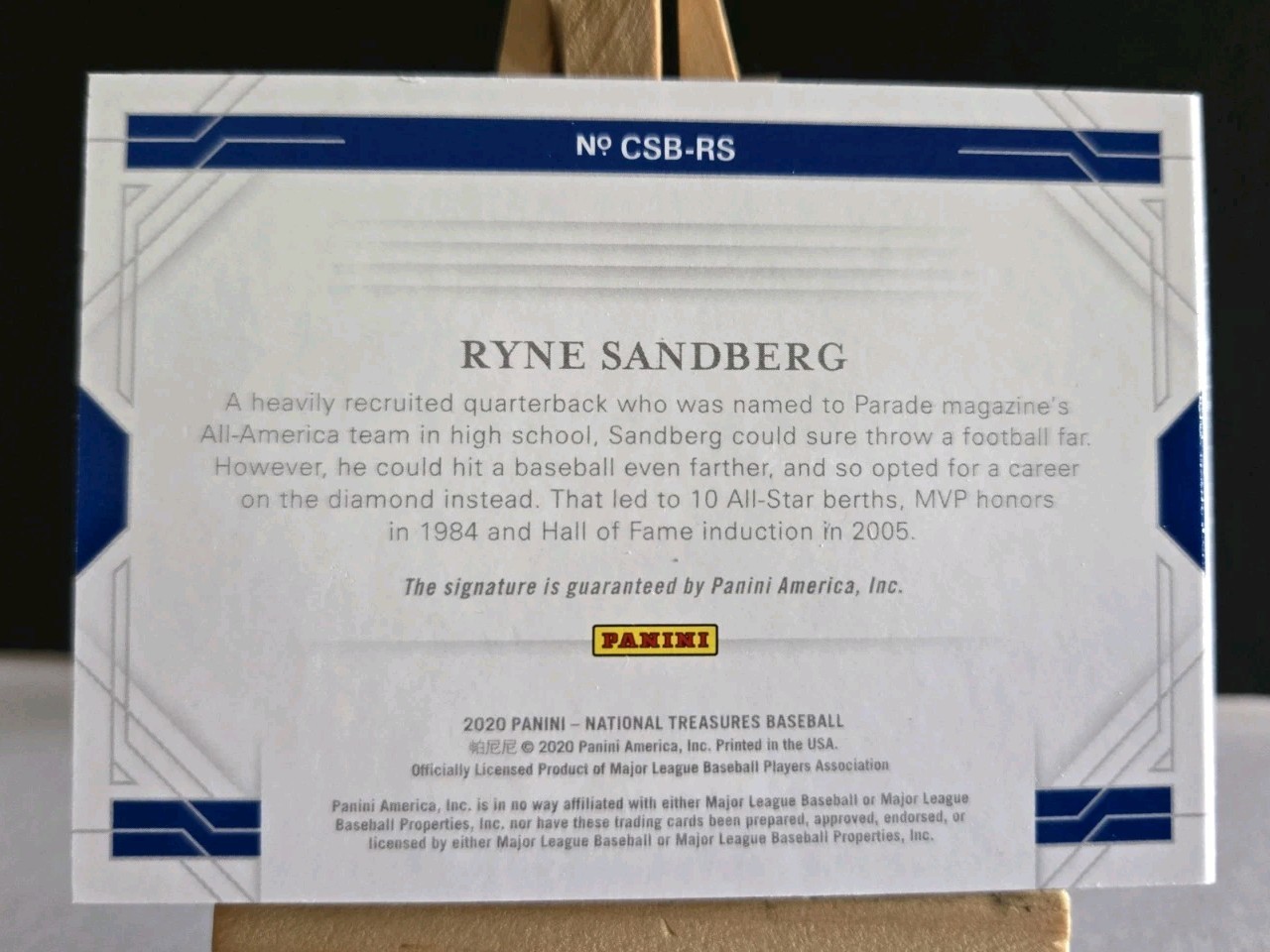 Ryne Sandberg 1/1 2020 Panini National Treasures Cut Signatures Cubs view 3