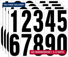 Reflective Number Stickers, 4 Sets 3 Inch Vinyl Waterproof Black Mailbox Numbers
