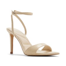 Women's ALDO Leandra Pointed Toe Dress Sandals Cream Snake Embossed