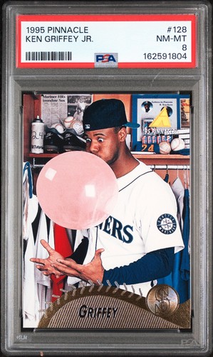 1995 Pinnacle Ken Griffey Jr. #128 Bubble Gum Card PSA 8 NM-MINT