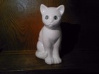 White Porcelain Cat with Glass Blue Eyes (Made in Portugal?) — photo 1