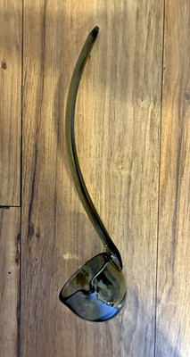 Vintage Smokey Grey  Glass Punch Bowl Ladle 13.5''