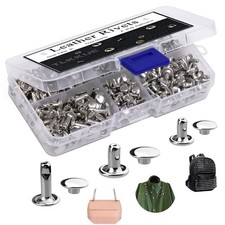 240 Sets Rivets for Leather 3 Sizes Double Cap DIY Craft Bags Shoes Silver