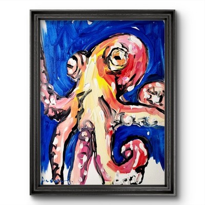 Aleph Original Art Octopus 14x11 Abstract Expressionist Original Painting Canvas