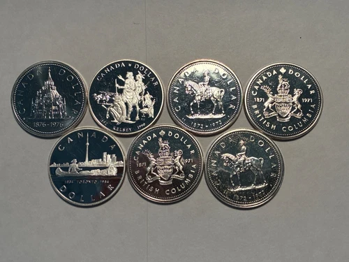 7 Canadian commemorative silver dollars 50% silver