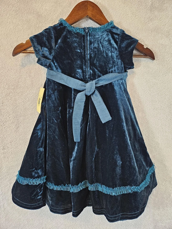 Goodlad of Philadelphia NWT Girls Dress 3T Green Velvet Holiday Party Sash READ - Image 4 of 4