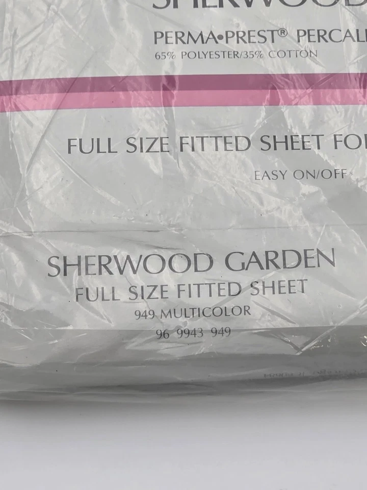 "Nueva sábana ajustable completa vintage Sears Sherwood jardín floral percal 54""x75""" Foto 3 de 4