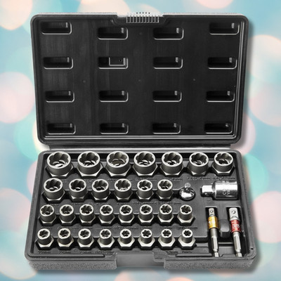 Bolt Extractor Set 29-Piece Bolt and Nut Remover Set with Storage Case