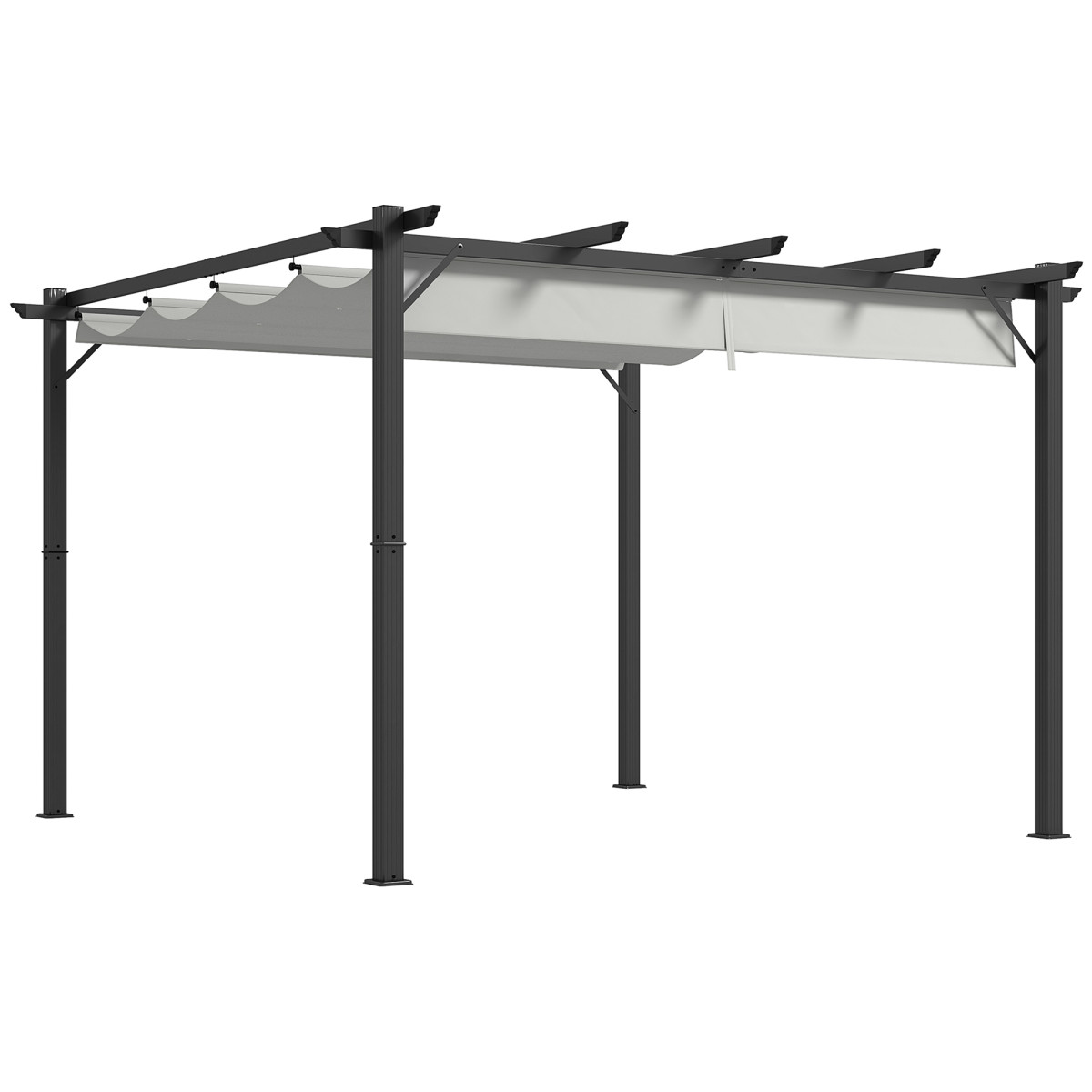 Outsunny 3x3(m) Pergola Gazebo Sun Shade Shelter Aluminium Garden Canopy - Grey
