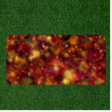 Custom Personalized License Plate Auto Tag With Cool Flower Sun Like Design