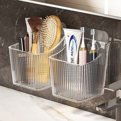 Multifunctional Transparent Storage Rack Punch Free Wall-Mounted Storage Box^