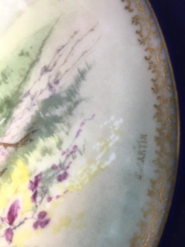 Theo Haviland France Gold Encrusted 9" PHEASANT/LANDSCAPE PLATE Signed J. Martin - Picture 6 of 9